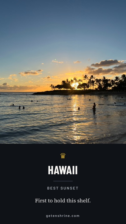 Enshrine card: Hawaii, Best Sunset.